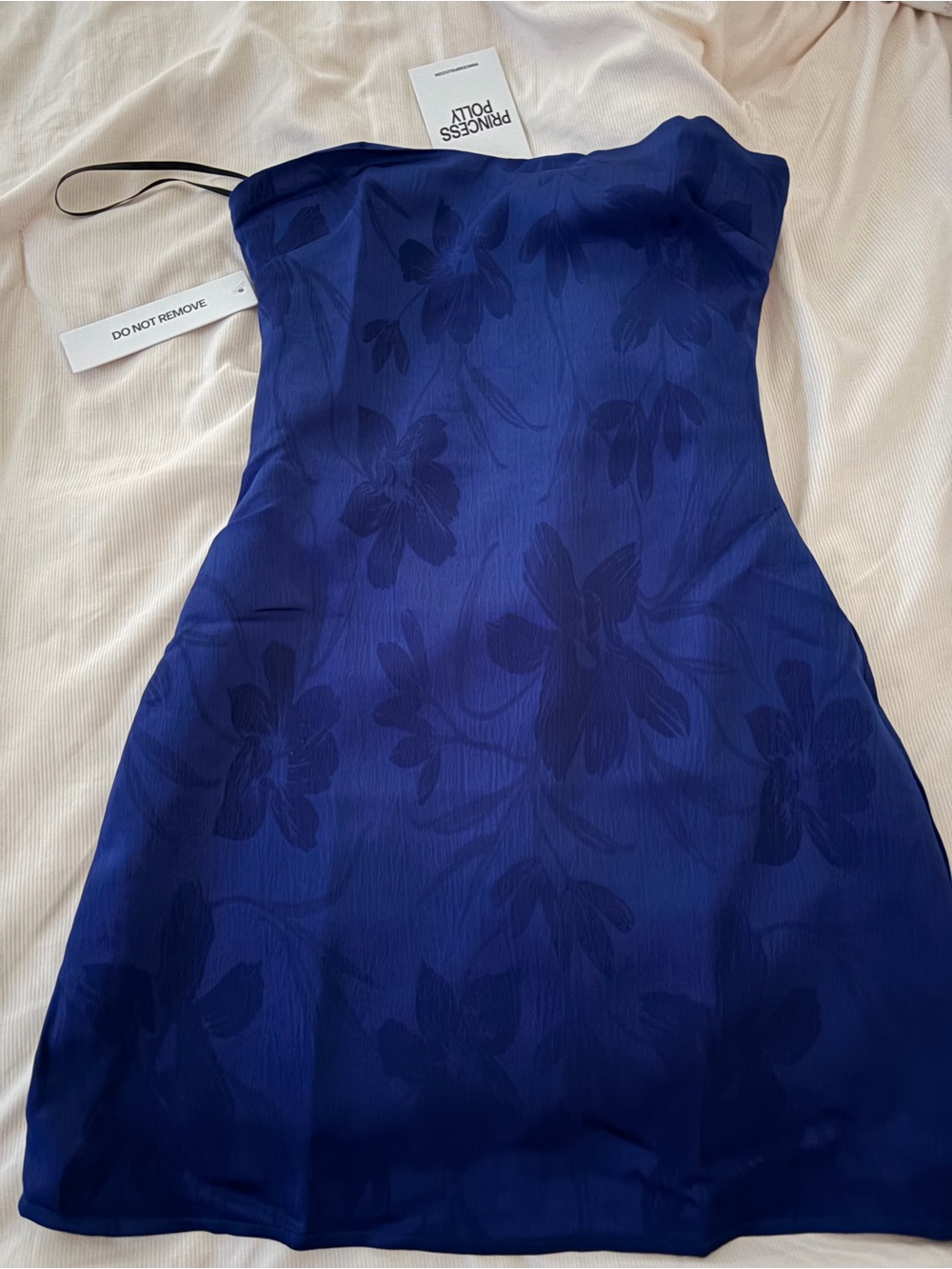 Princess Polly Strapless Floral Mini Dress in Royal Blue